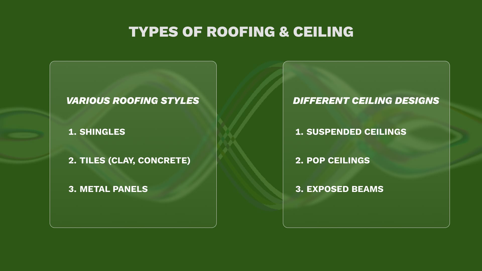 Types of Roofing and Ceiling